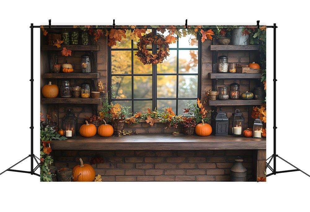 Autumn Window Display Pumpkins Backdrop UK RR8-306