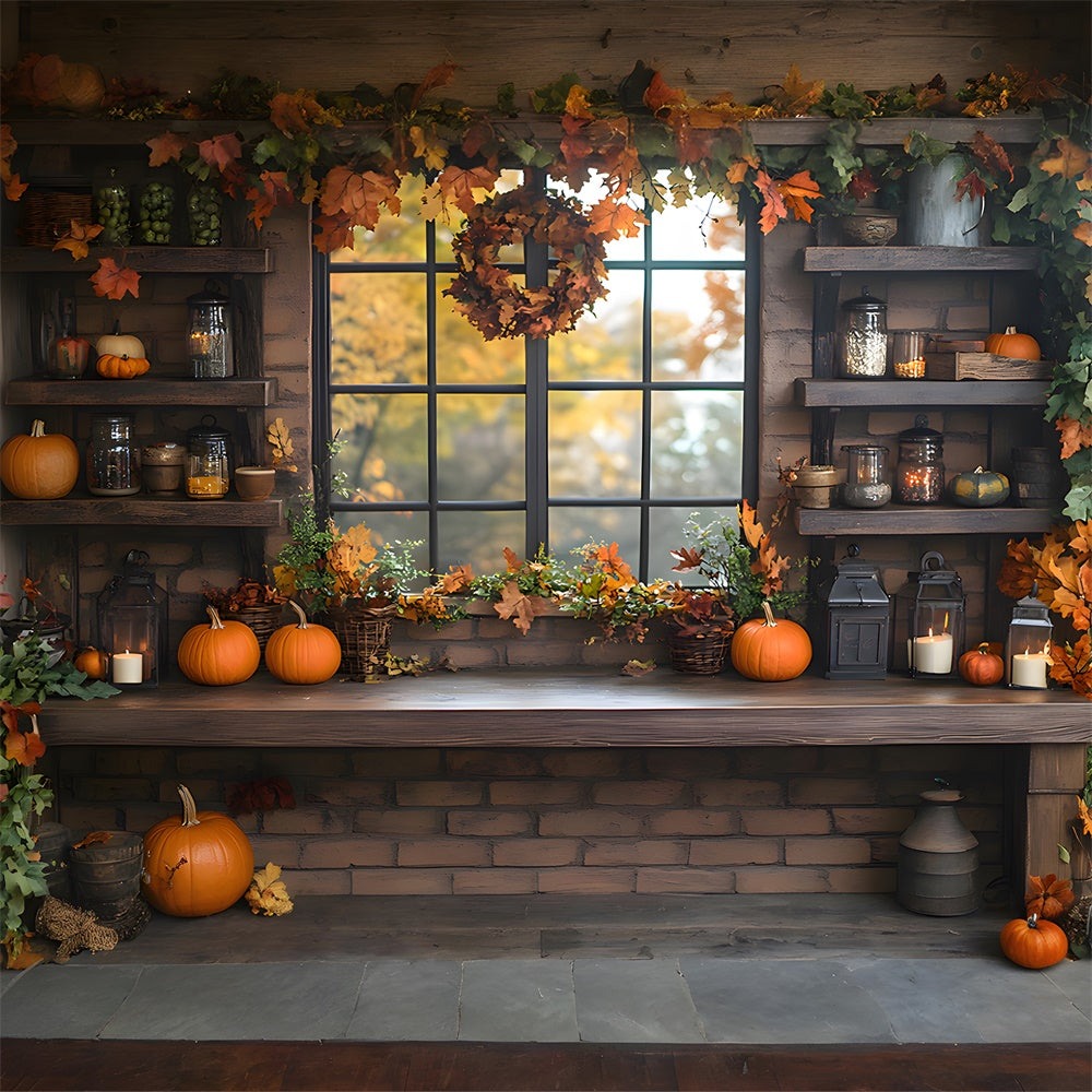 Autumn Window Display Pumpkins Backdrop UK RR8-306