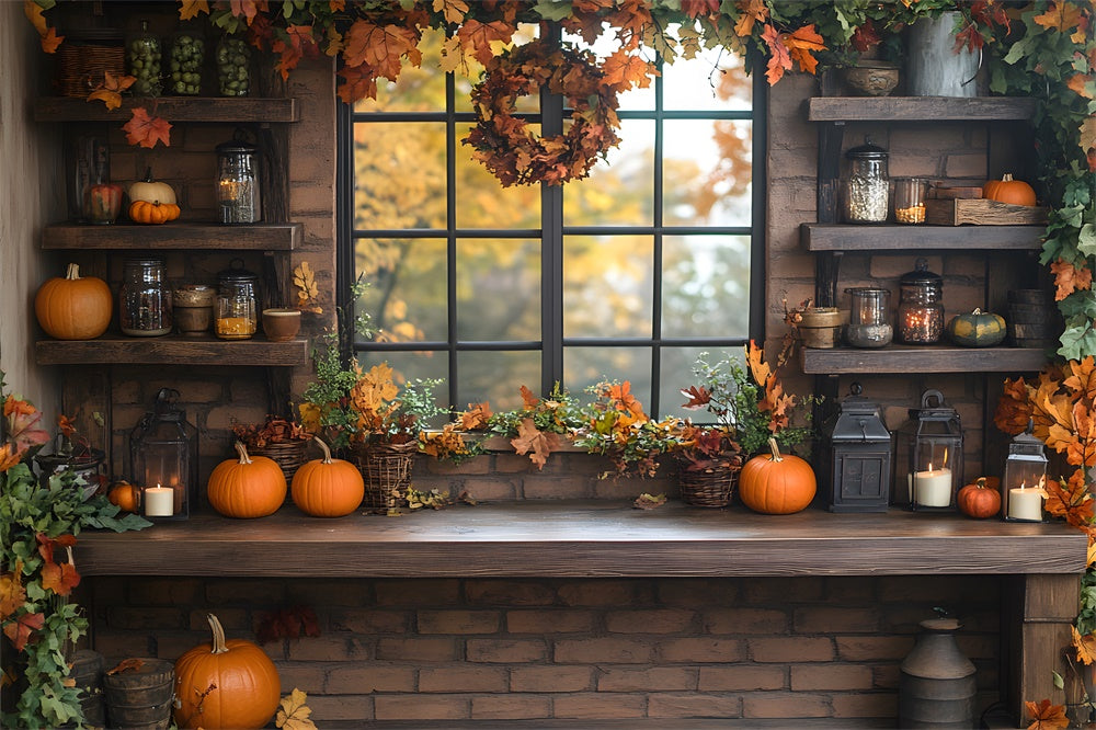 Autumn Window Display Pumpkins Backdrop UK RR8-306