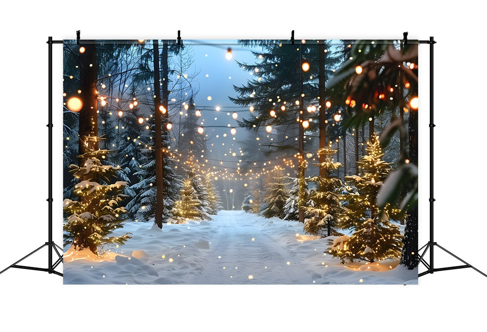 Christmas Snowy Forest String Lights Backdrop UK RR8-31