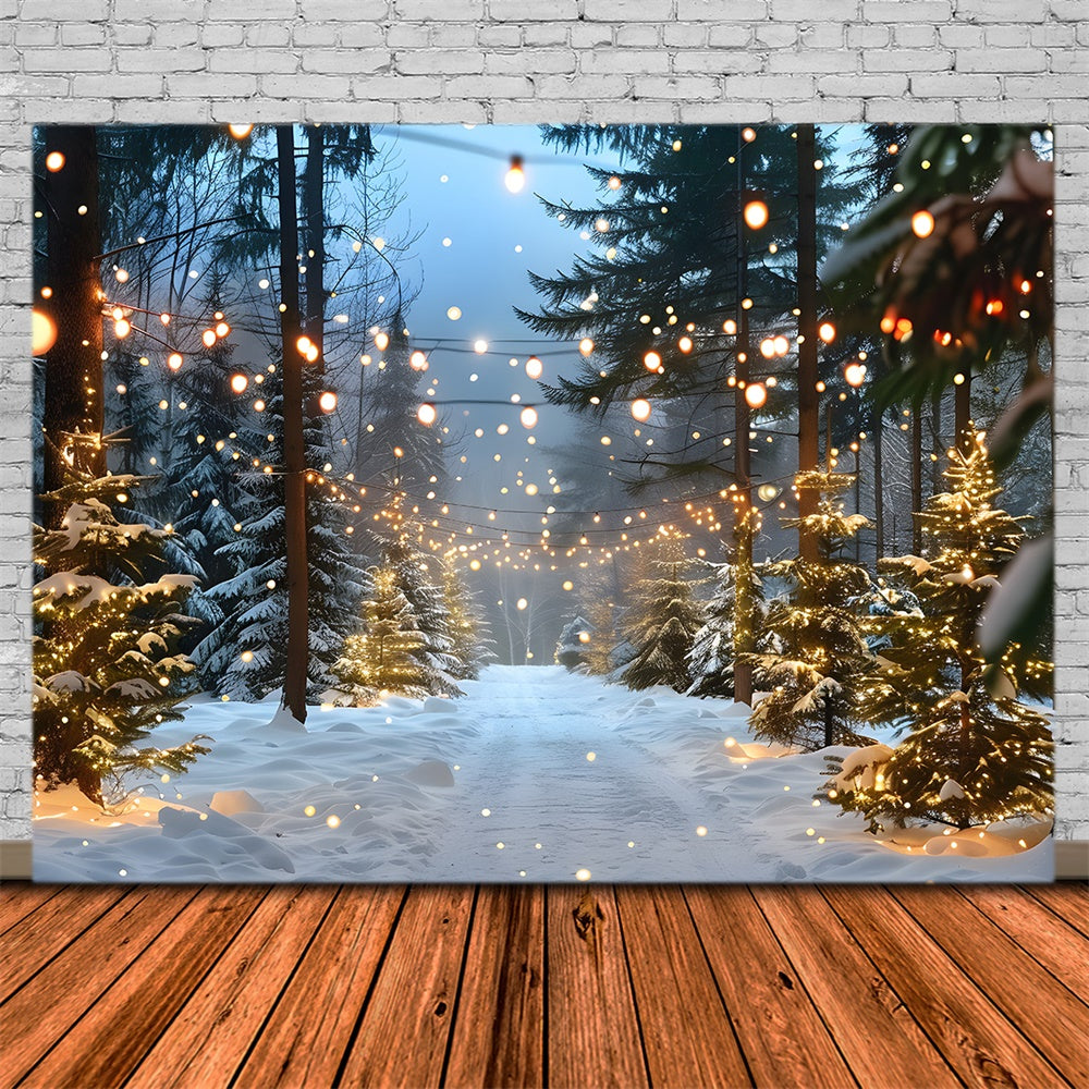 Christmas Snowy Forest String Lights Backdrop UK RR8-31