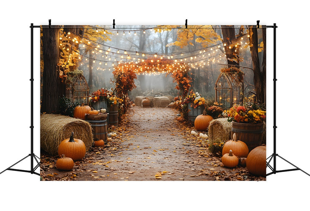 Autumn Pumpkin Glowing String Lights Backdrop UK RR8-317