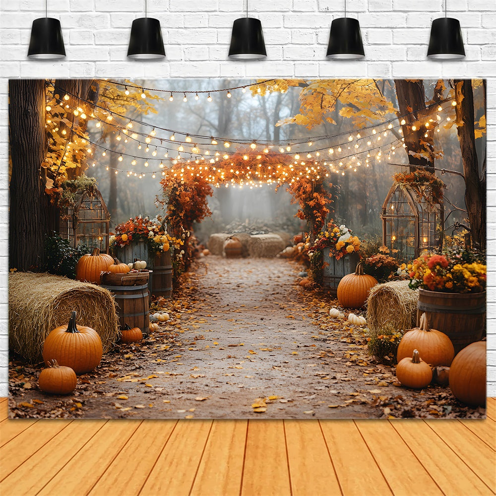 Autumn Pumpkin Glowing String Lights Backdrop UK RR8-317