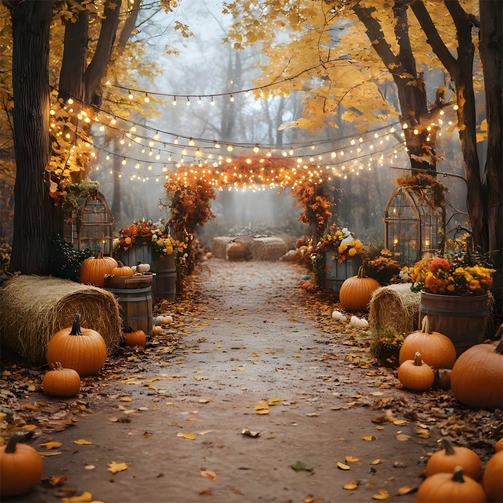 Autumn Pumpkin Glowing String Lights Backdrop UK RR8-317