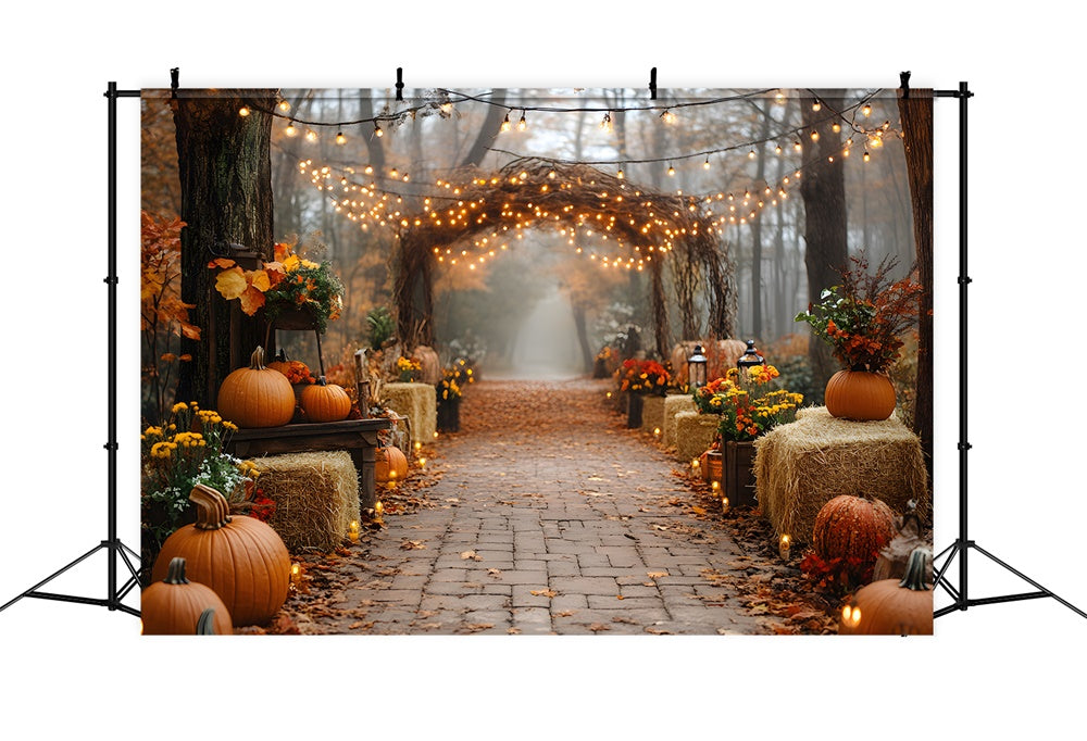 Pumpkins Haystack String Lights Autumn Backdrop UK RR8-318