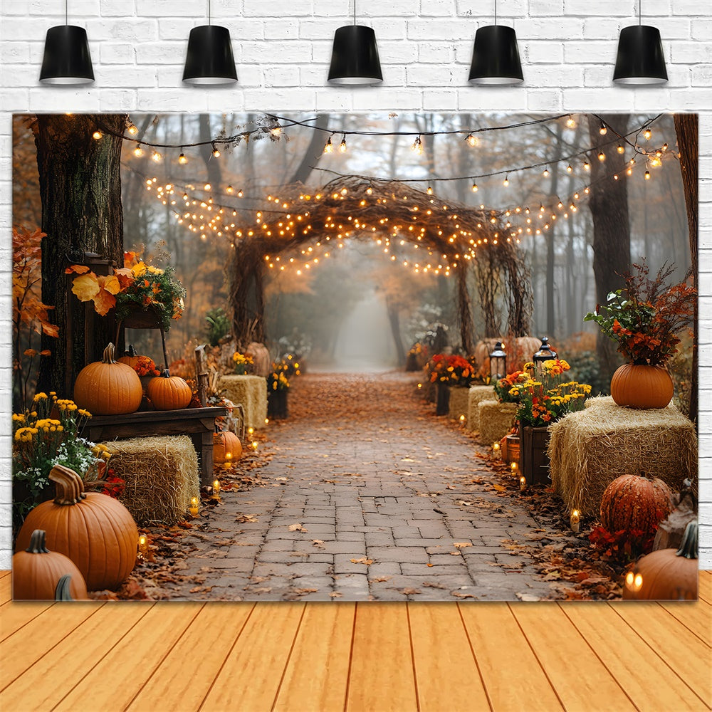 Pumpkins Haystack String Lights Autumn Backdrop UK RR8-318