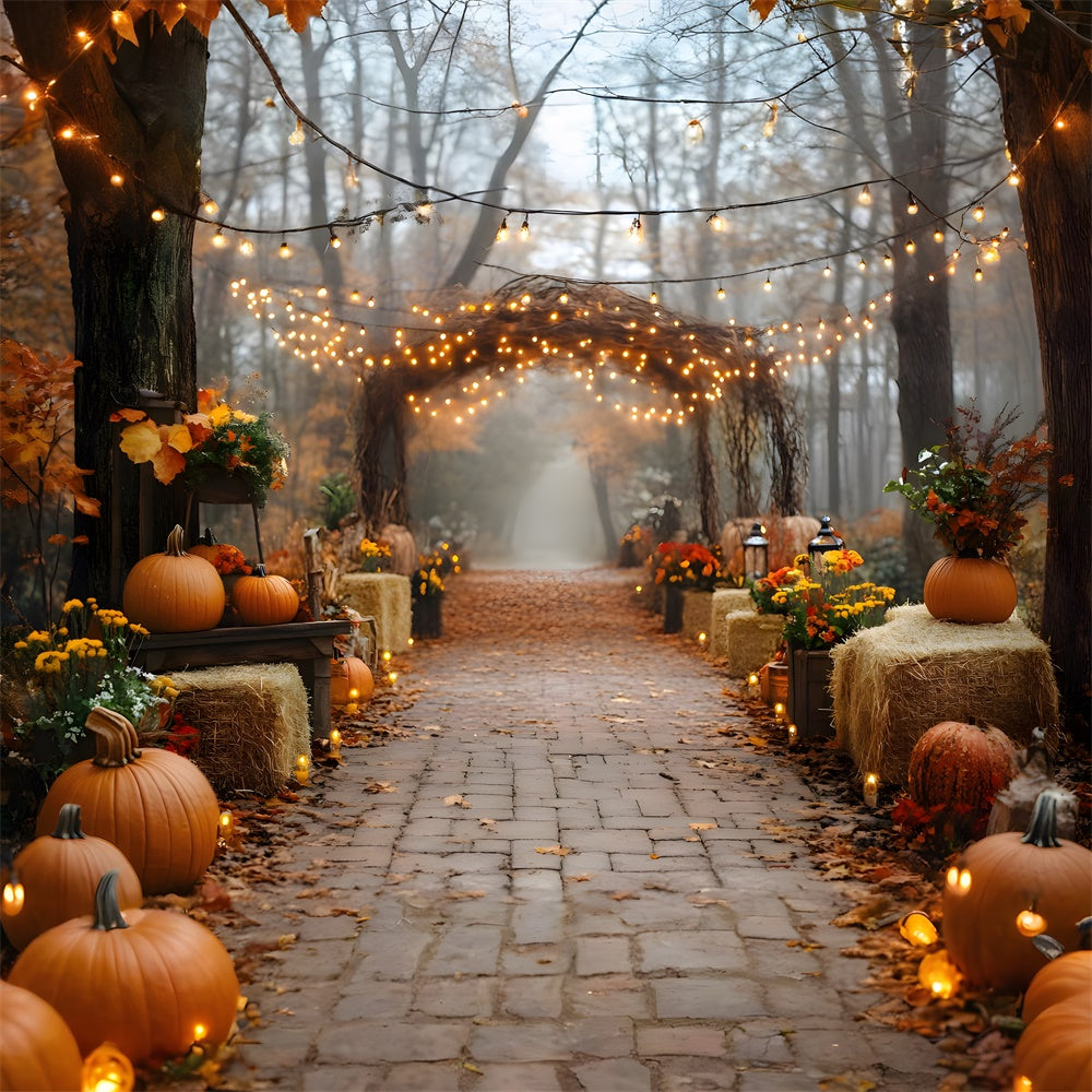 Pumpkins Haystack String Lights Autumn Backdrop UK RR8-318