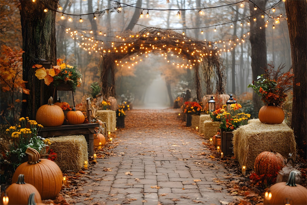 Pumpkins Haystack String Lights Autumn Backdrop UK RR8-318