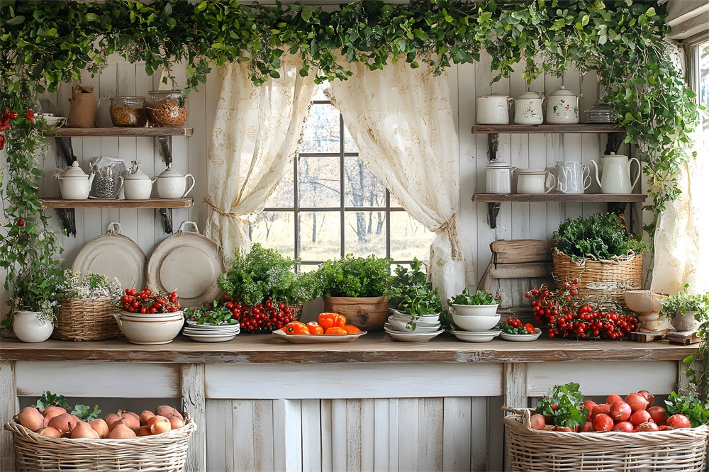 Autumn Harvest Kitchen Photography Backdrop UK RR8-323