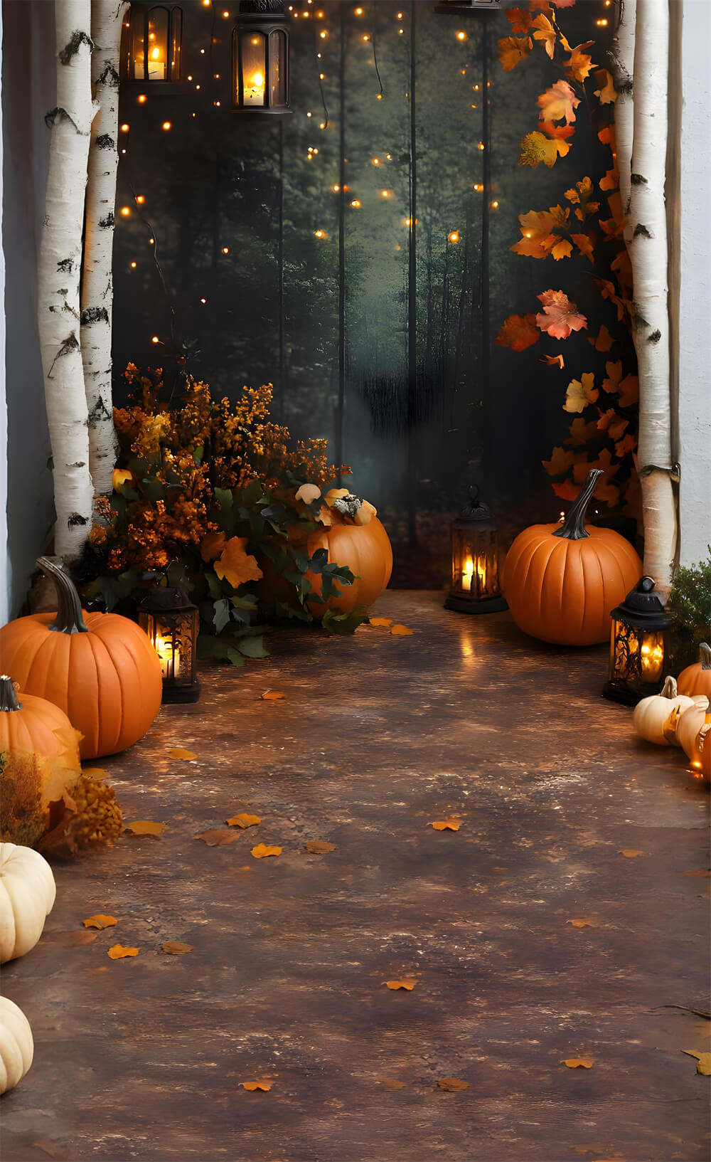 Autumn Maple Leaves Pumpkin Sweep Backdrop UK RR8-326