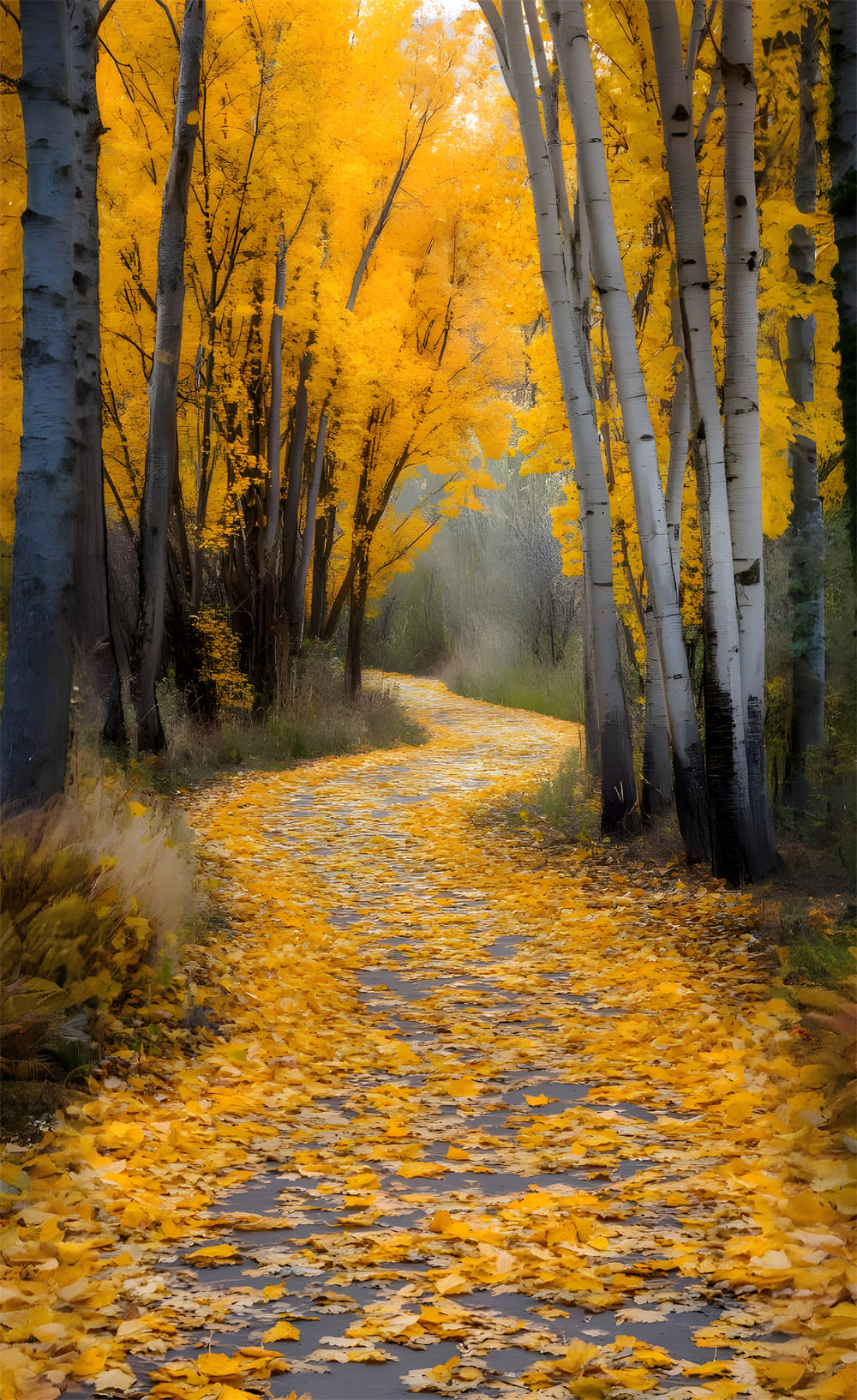 Golden Maple Leaves Sweep Autumn Scenery Backdrop UK RR8-331