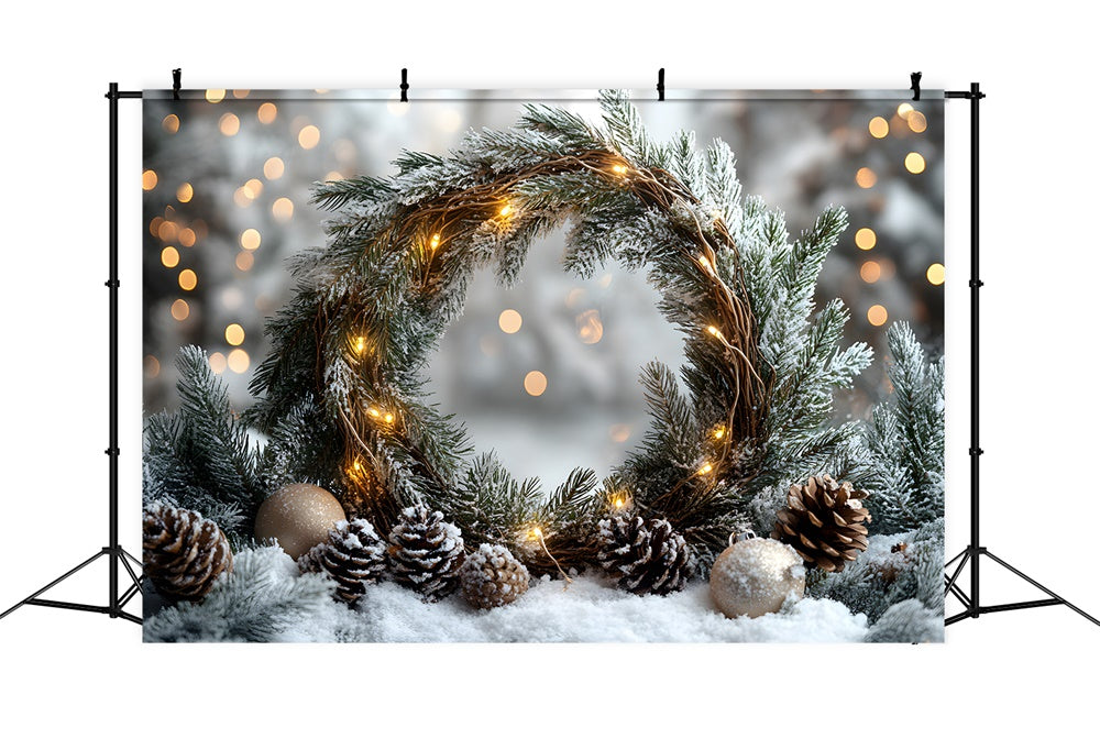 Christmas Tree Wreath Pine Cones Backdrop UK RR8-336