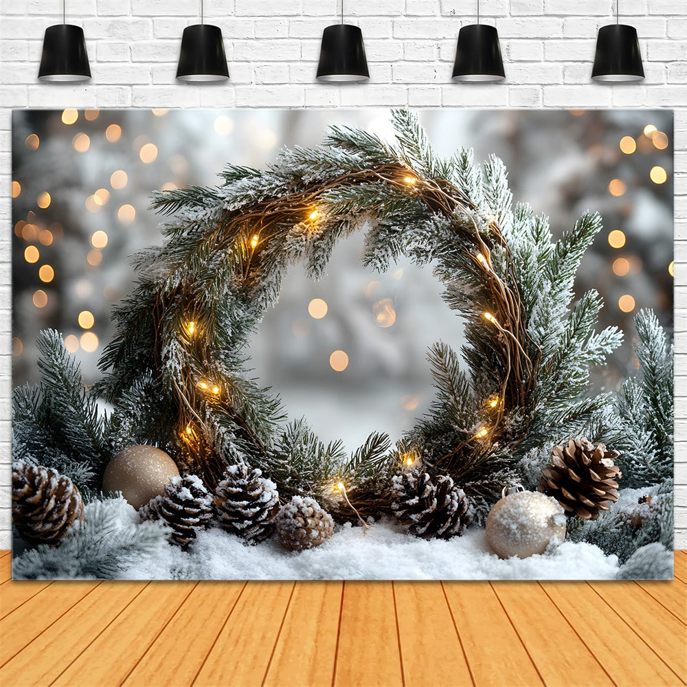 Christmas Tree Wreath Pine Cones Backdrop UK RR8-336