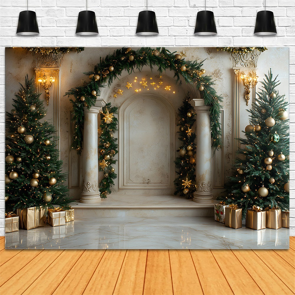 Christmas Wreath Mansion Door Tree Backdrop UK RR8-337