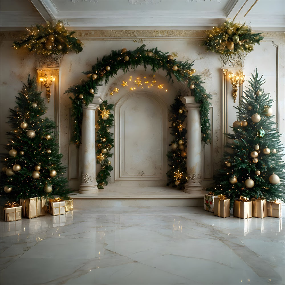 Christmas Wreath Mansion Door Tree Backdrop UK RR8-337