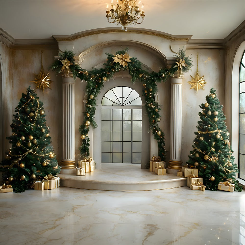 Christmas Garland Decorated Door Backdrop UK RR8-338