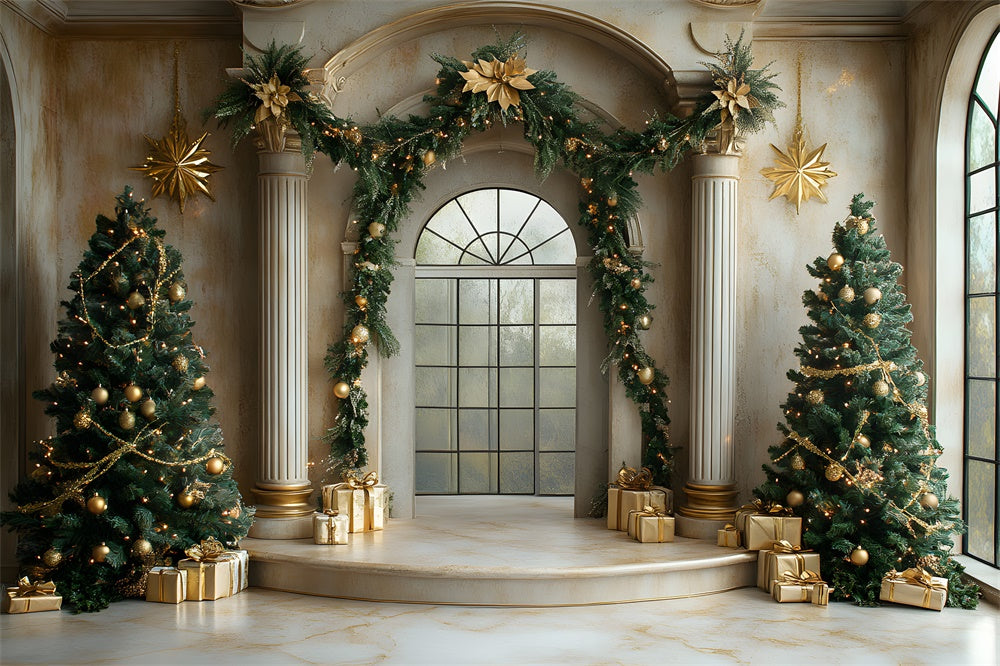 Christmas Garland Decorated Door Backdrop UK RR8-338