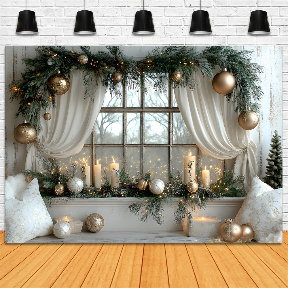 Christmas Wreath Decorated Window Backdrop UK RR8-340