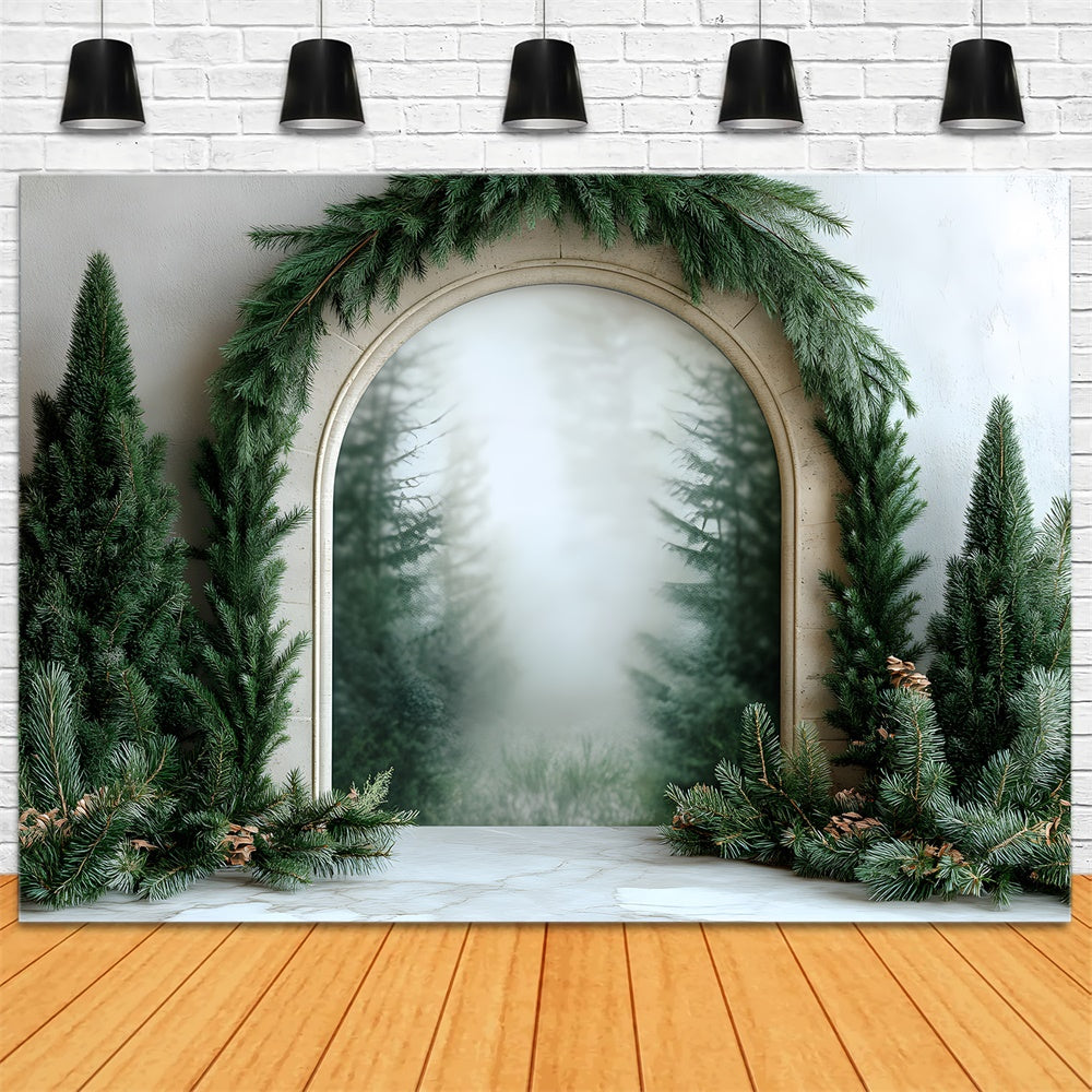 Christmas Fir Tree Garland Photography Backdrop UK RR8-348