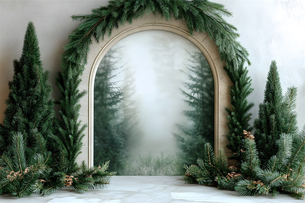 Christmas Fir Tree Garland Photography Backdrop UK RR8-348