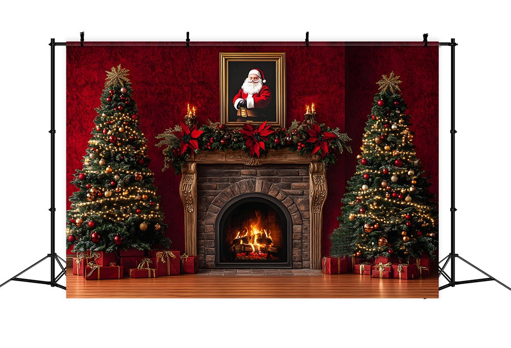 Santa Claus Christmas Retro Fireplace Backdrop UK RR8-353