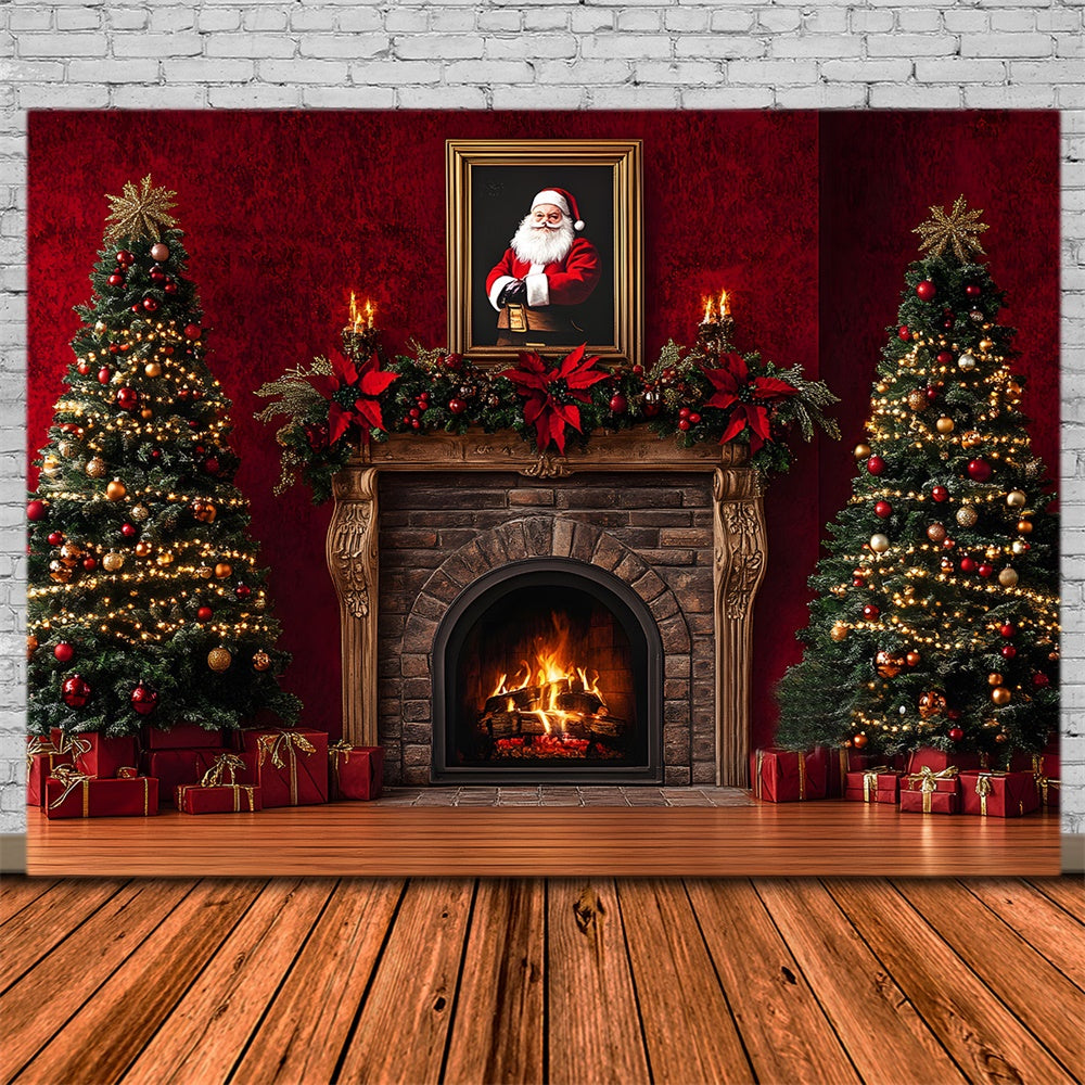 Santa Claus Christmas Retro Fireplace Backdrop UK RR8-353