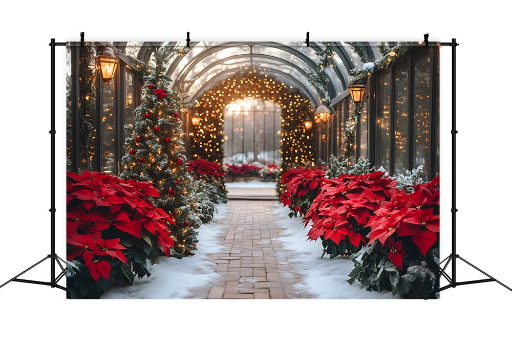 Christmas Poinsettia Glowing Garland Backdrop UK RR8-355