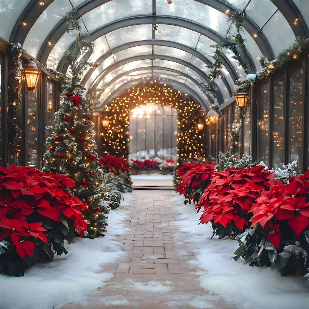 Christmas Poinsettia Glowing Garland Backdrop UK RR8-355