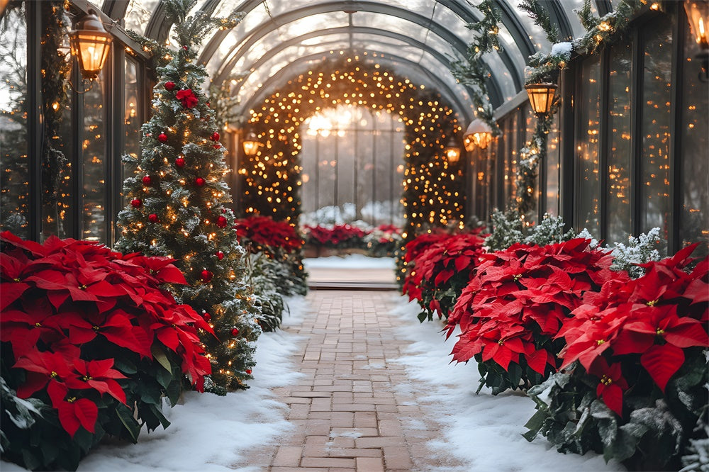 Christmas Poinsettia Glowing Garland Backdrop UK RR8-355