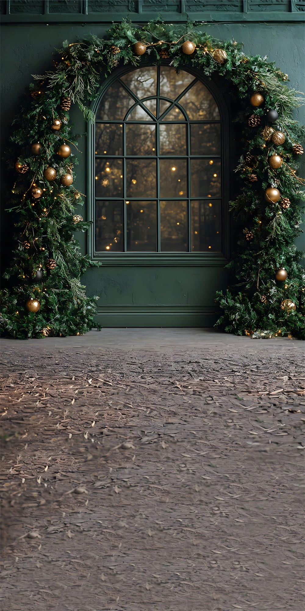 Christmas Window Sweep Garland Green Wall Backdrop UK RR8-357