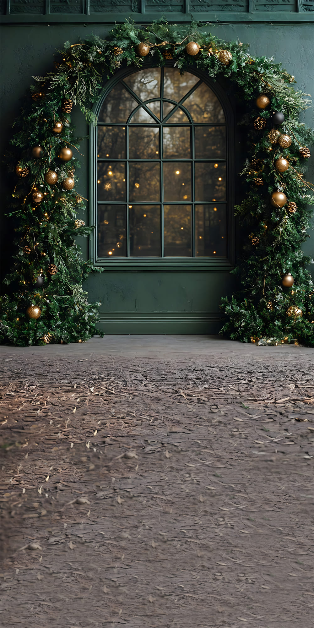 Christmas Window Sweep Garland Green Wall Backdrop UK RR8-357