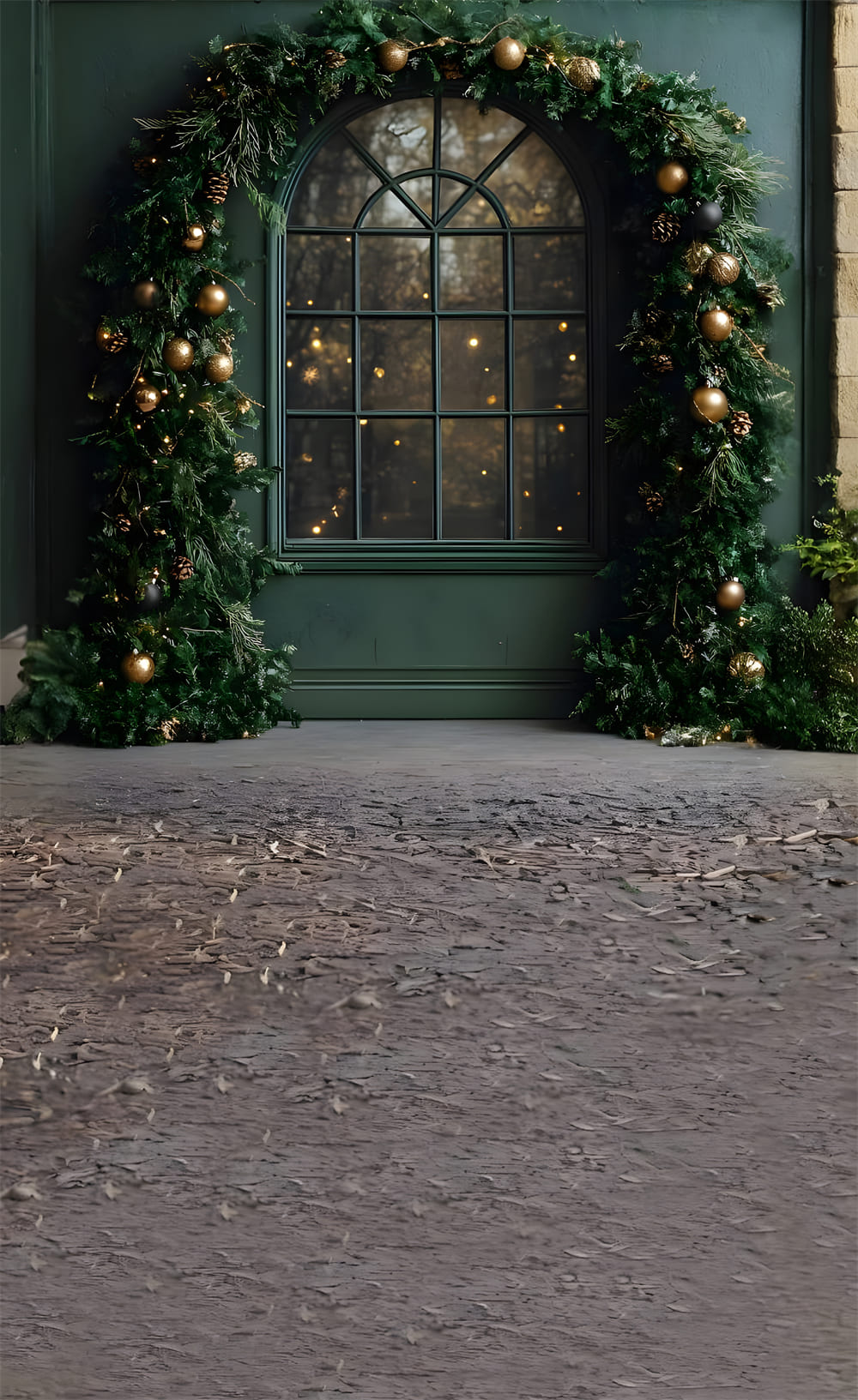 Christmas Window Sweep Garland Green Wall Backdrop UK RR8-357