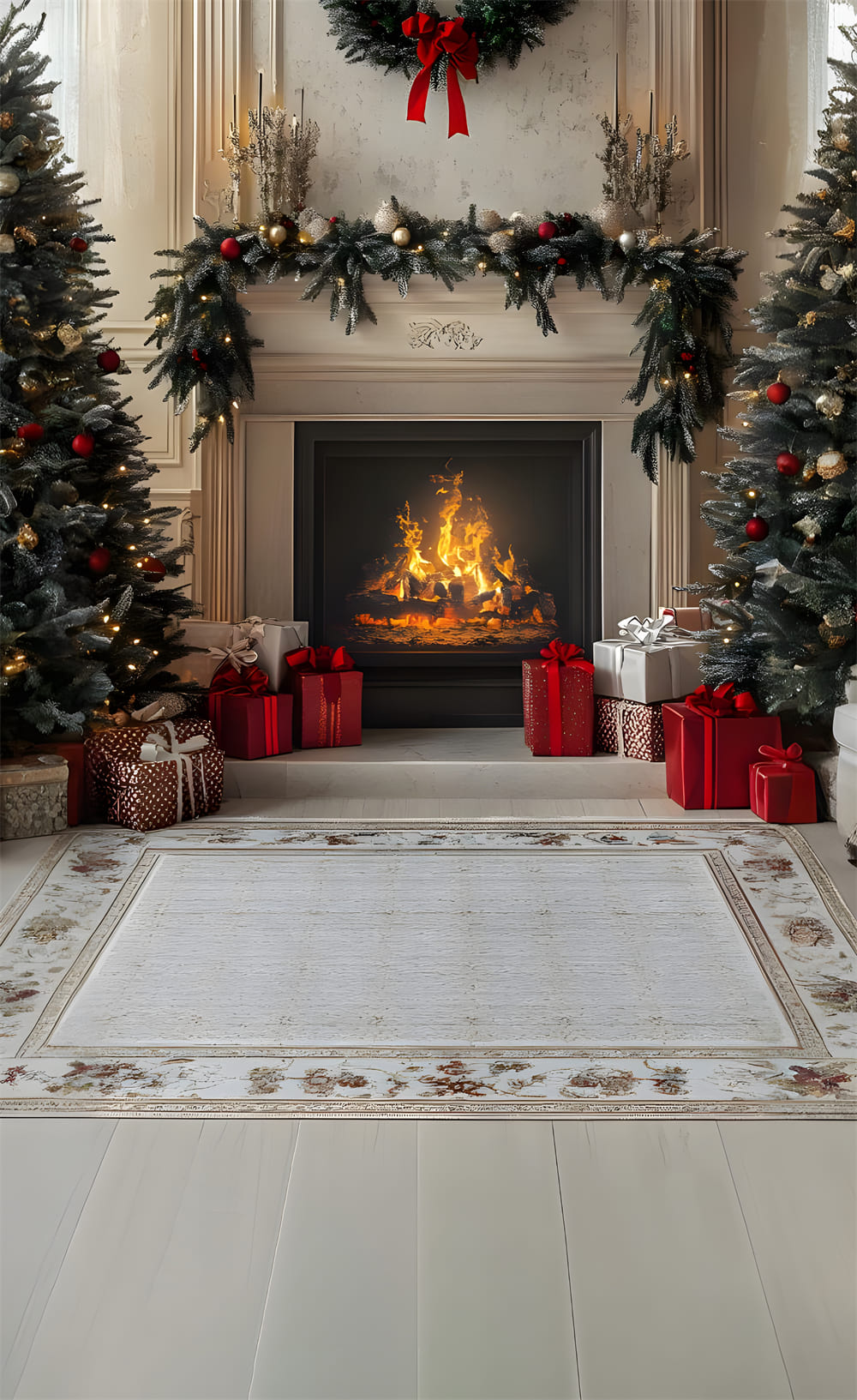 Christmas Fireplace Floor Carpet Sweep Backdrop UK RR8-359