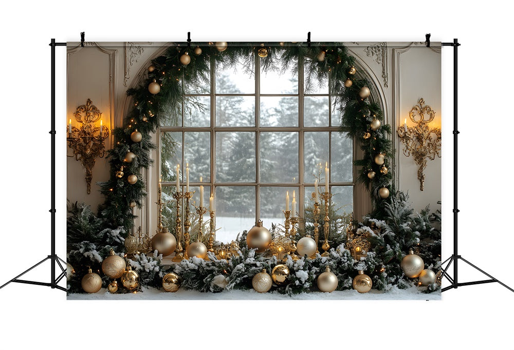 Christmas Garland Decorated Window Backdrop UK RR8-36