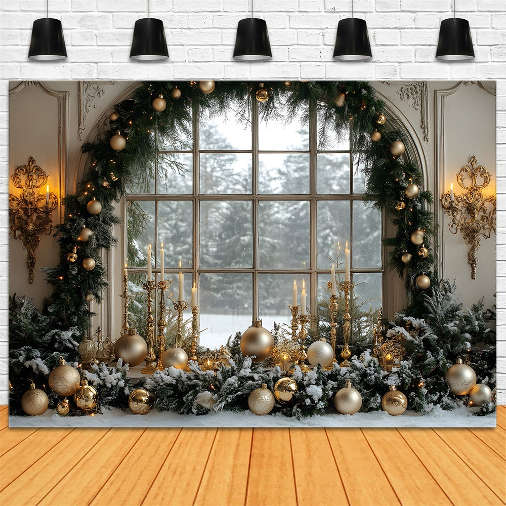 Christmas Garland Decorated Window Backdrop UK RR8-36