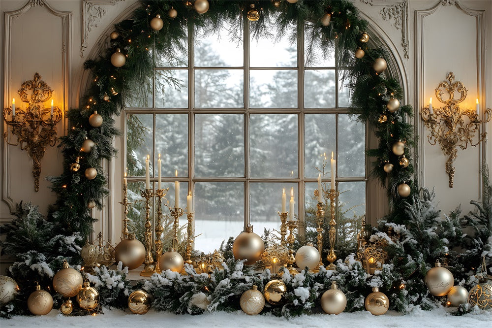 Christmas Garland Decorated Window Backdrop UK RR8-36