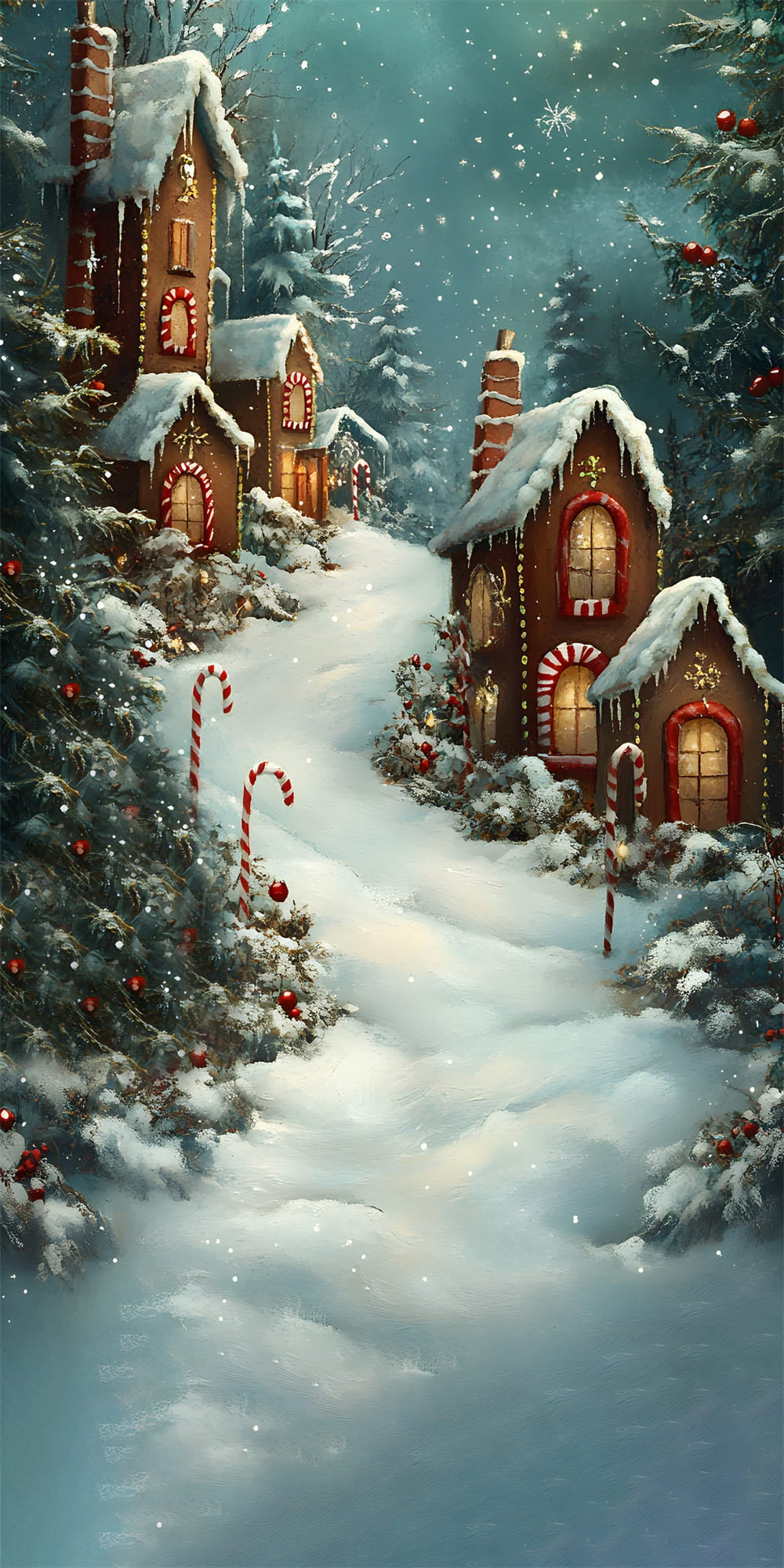 Christmas Snow Sweep Gingerbread House Backdrop UK RR8-362