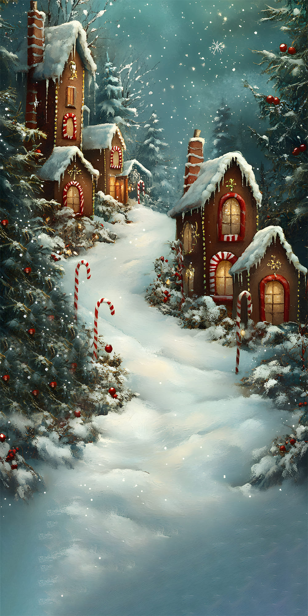 Christmas Snow Sweep Gingerbread House Backdrop UK RR8-362