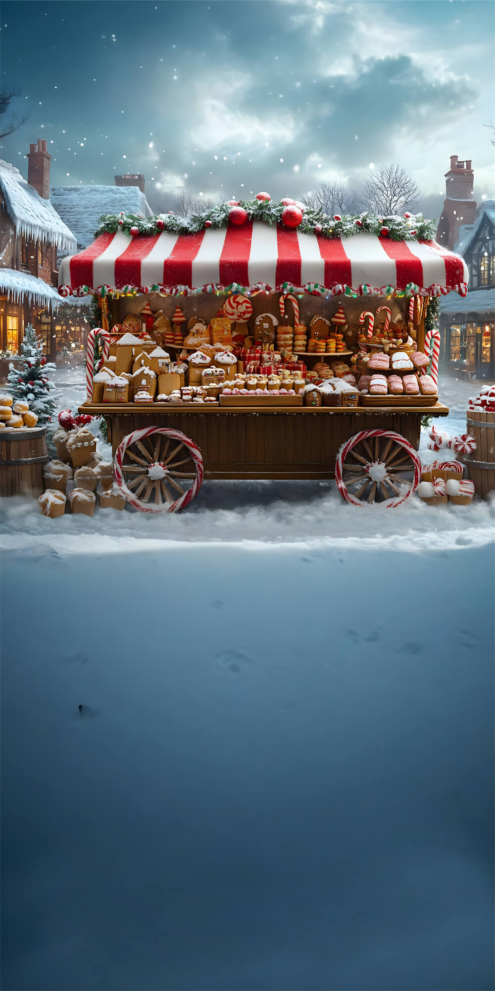 Christmas Snow Sweep Dessert Cart Snowflake Backdrop UK RR8-370