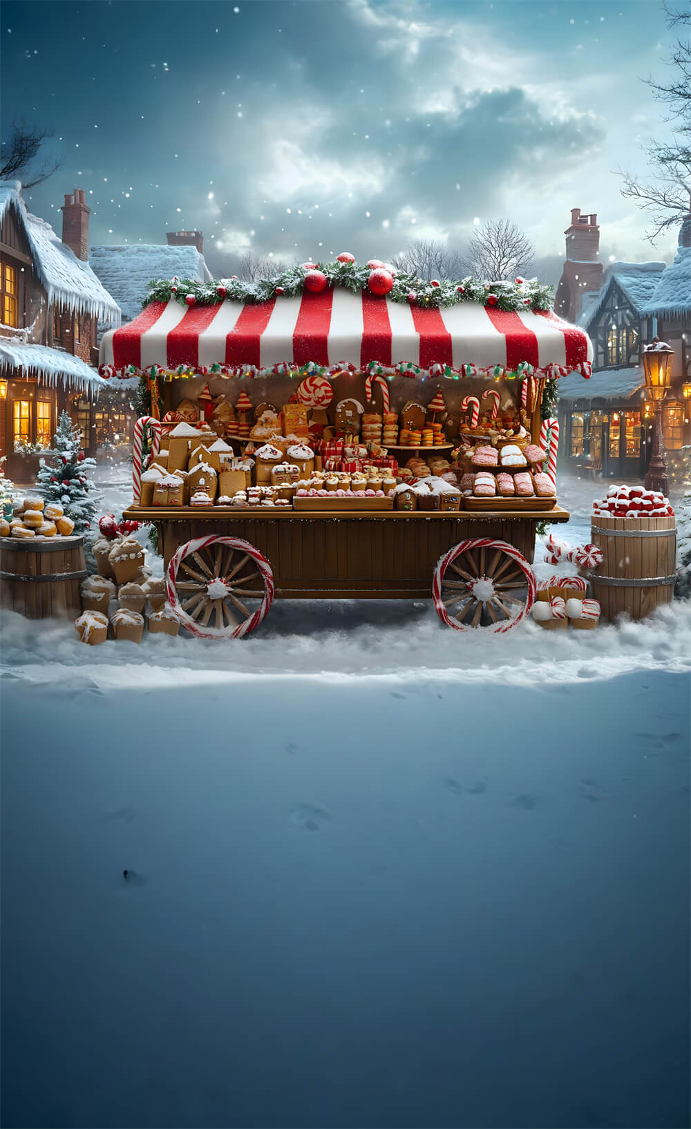 Christmas Snow Sweep Dessert Cart Snowflake Backdrop UK RR8-370