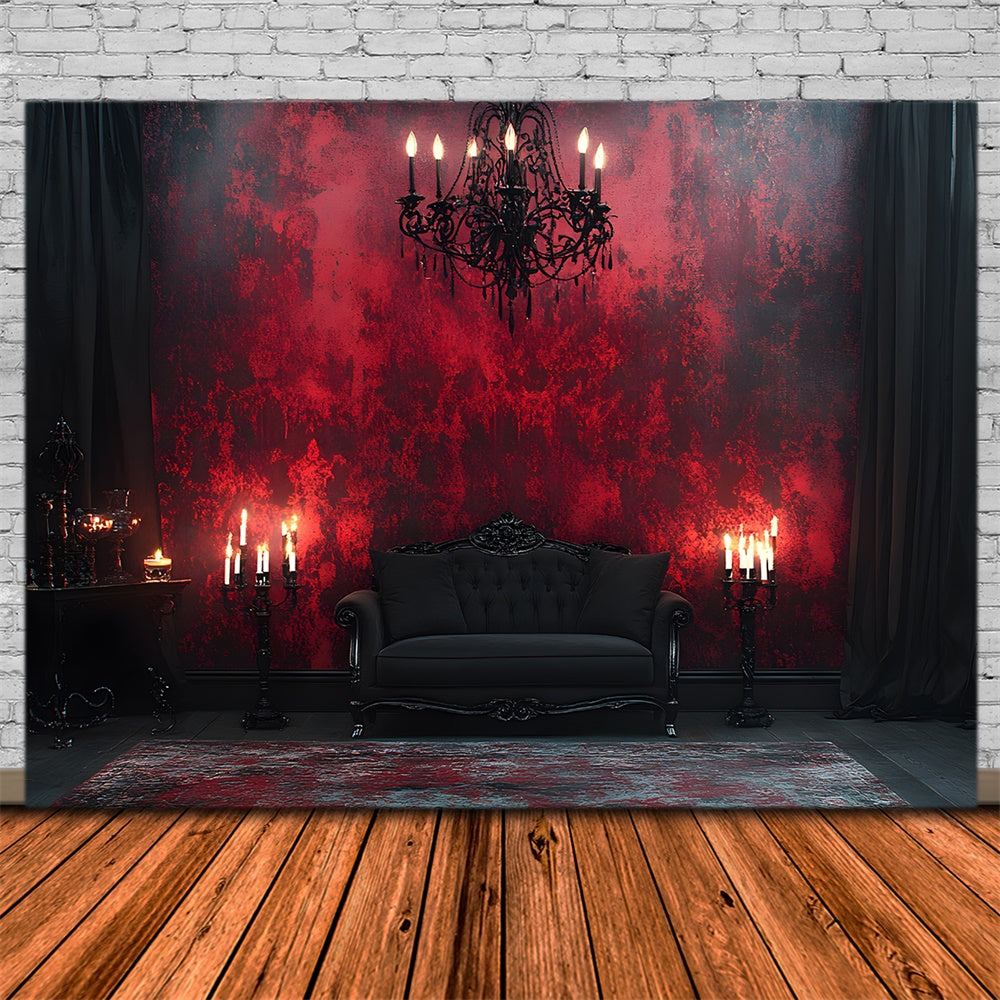 Halloween Gothic Black Red Wall Candles Backdrop UK RR8-371