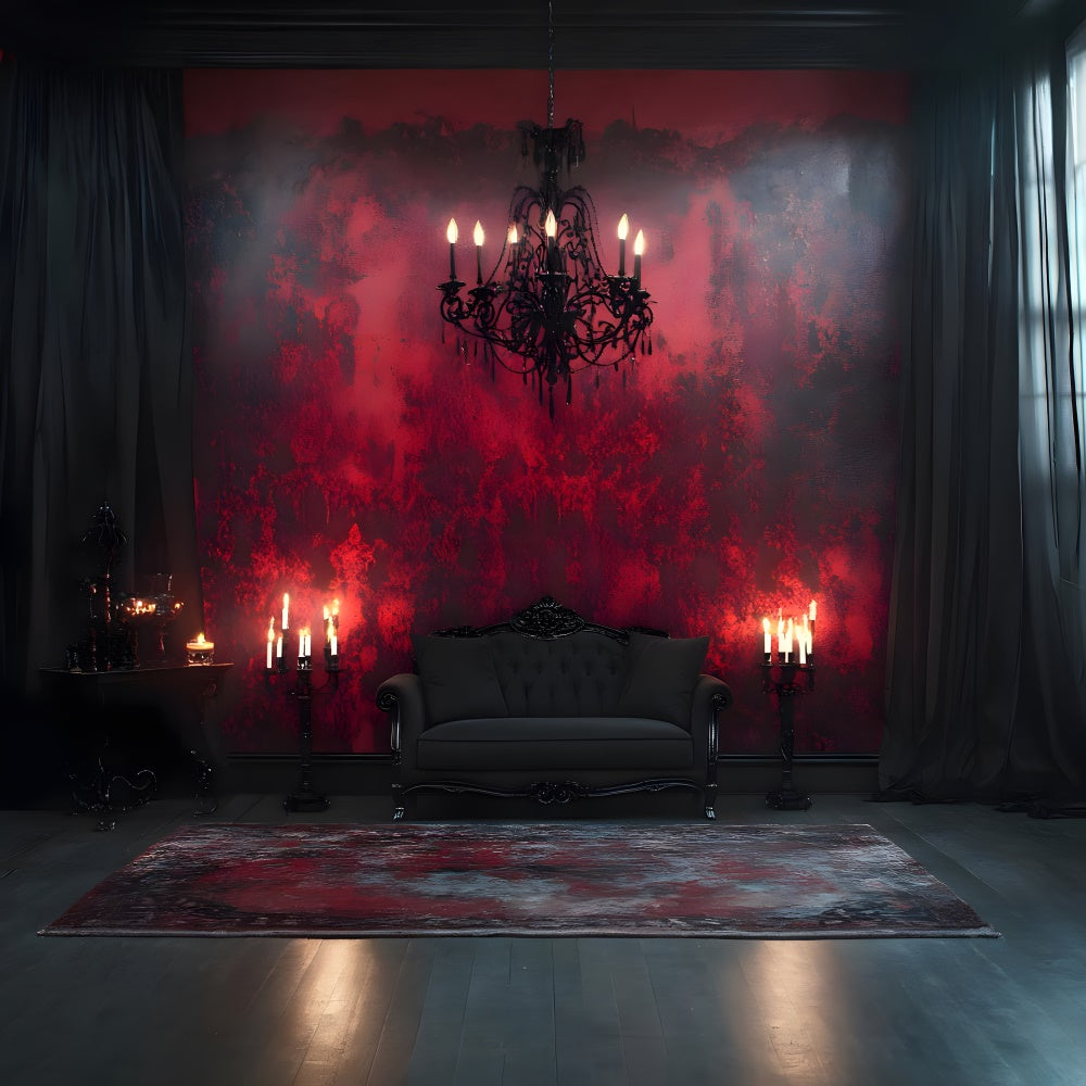 Halloween Gothic Black Red Wall Candles Backdrop UK RR8-371