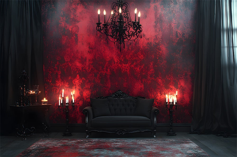 Halloween Gothic Black Red Wall Candles Backdrop UK RR8-371