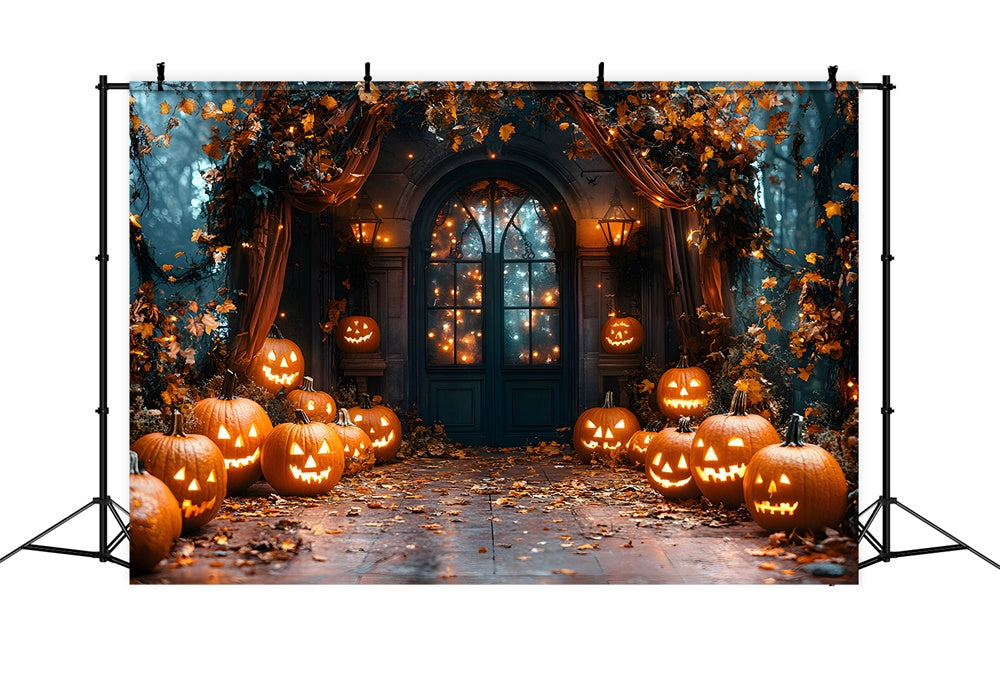 Halloween Glowing Pumpkin Lanterns Backdrop UK RR8-372