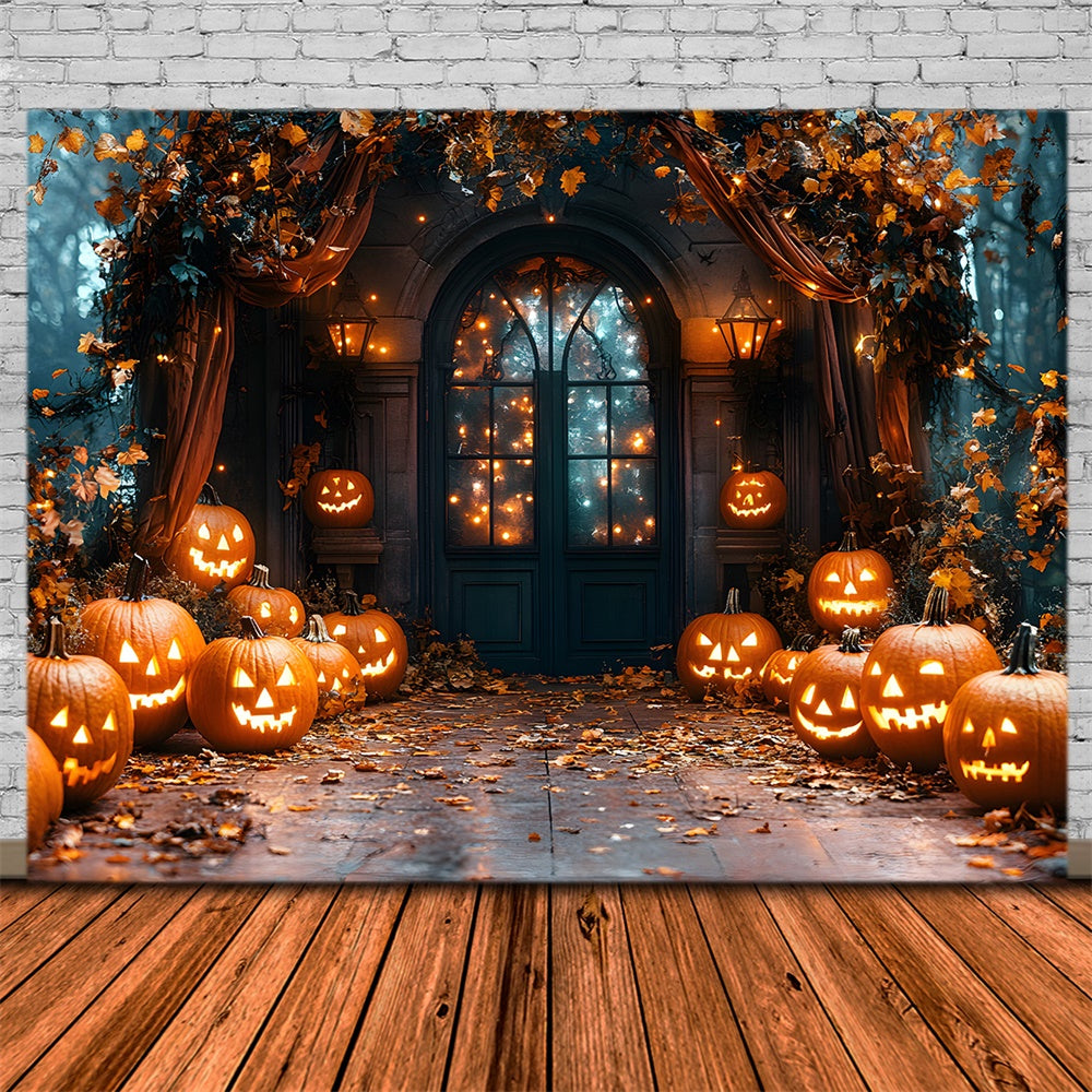 Halloween Glowing Pumpkin Lanterns Backdrop UK RR8-372