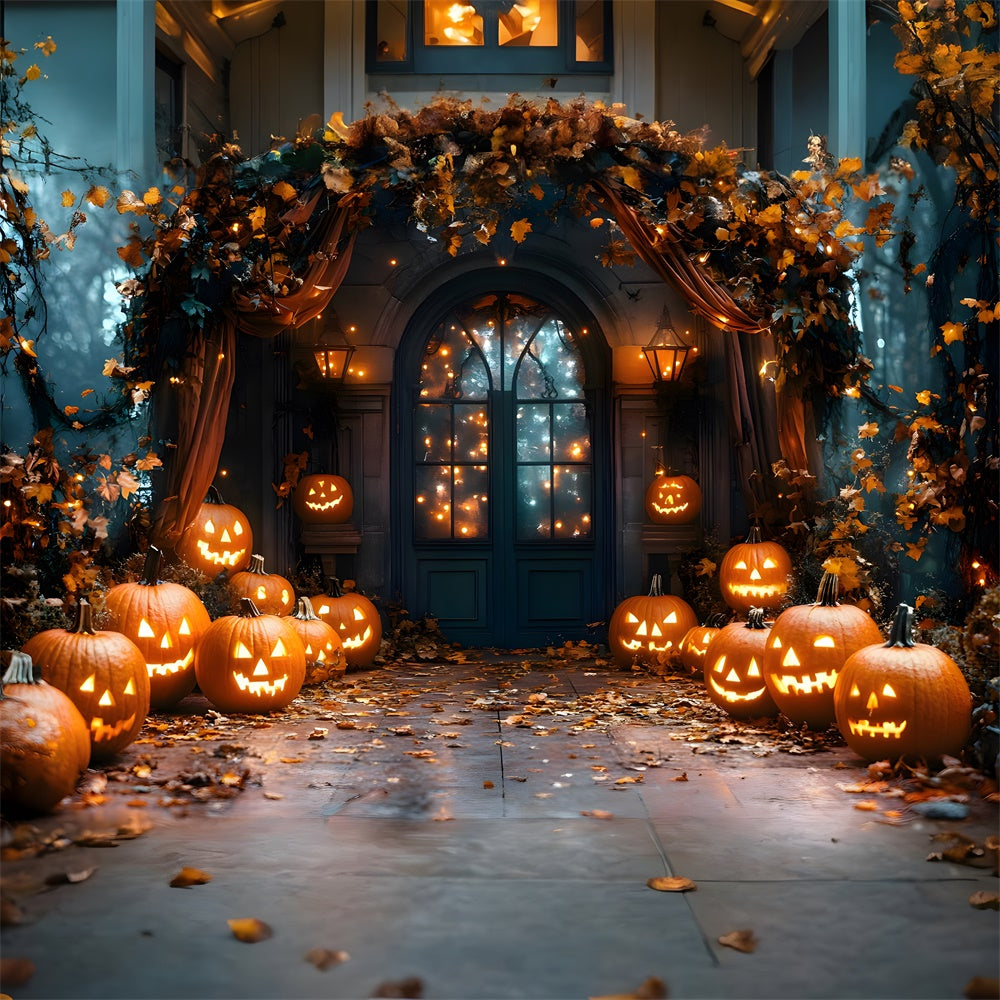 Halloween Glowing Pumpkin Lanterns Backdrop UK RR8-372