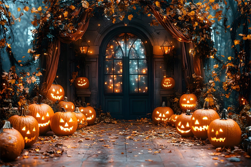 Halloween Glowing Pumpkin Lanterns Backdrop UK RR8-372