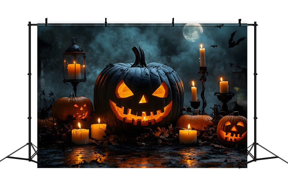 Evil Pumpkin Candles Halloween Moon Backdrop UK RR8-375