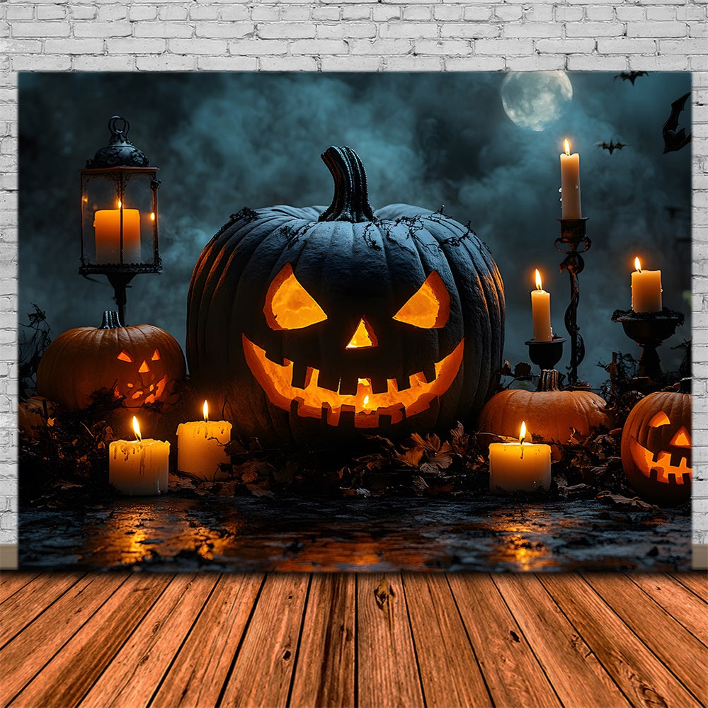 Evil Pumpkin Candles Halloween Moon Backdrop UK RR8-375