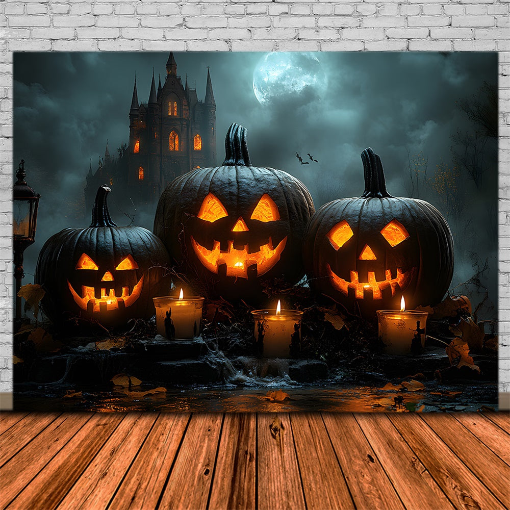 Halloween Moon Glowing Evil Pumpkin Backdrop UK RR8-376